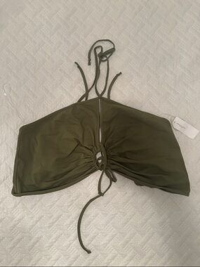 American Eagle Olive Green Halter Drawstring Crop Top